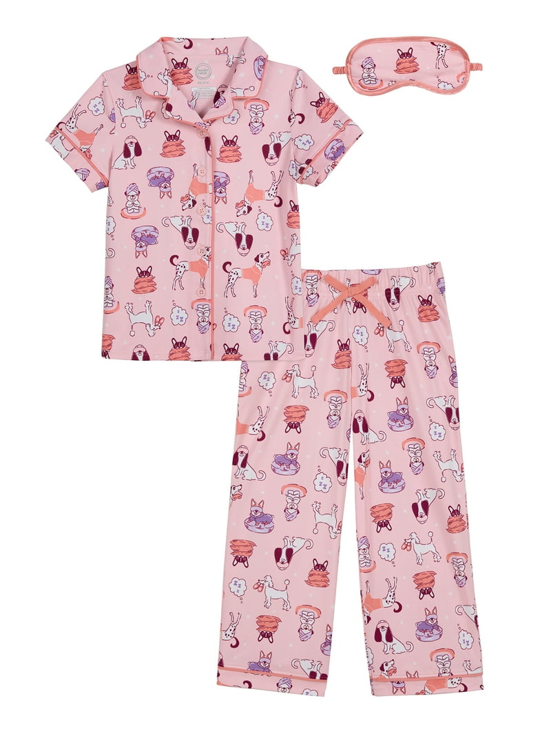 Wonder Nation Girls Button Front Short Sleeve Top & Pant