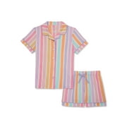 Wonder Nation Girls Button Front Sleep Coat Set Pajama, 2-Piece, Sizes 4-18 & Plus