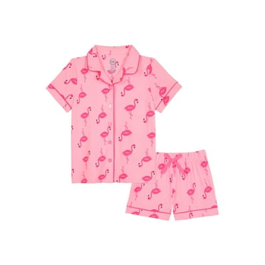 Wonder Nation Girls Button Front Sleep Coat Pajama Set, 2-Piece, Sizes 4-18 & Plus