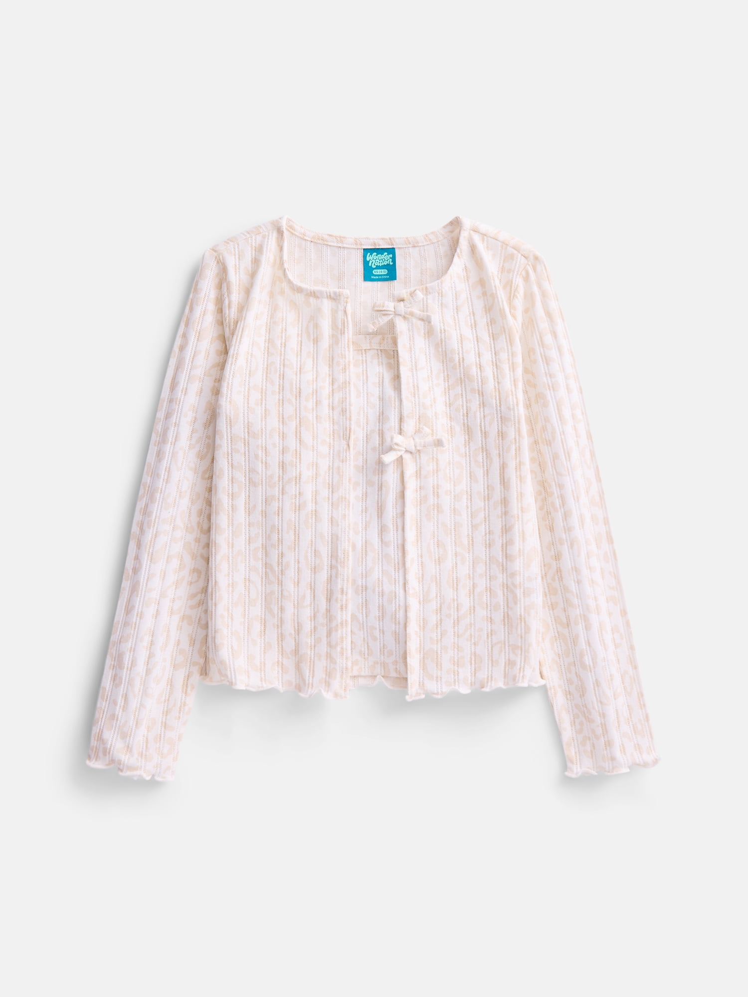 Wonder Nation Girls Ribbed Pointelle Knit Cami and Cardigan Set, Sizes 4-18