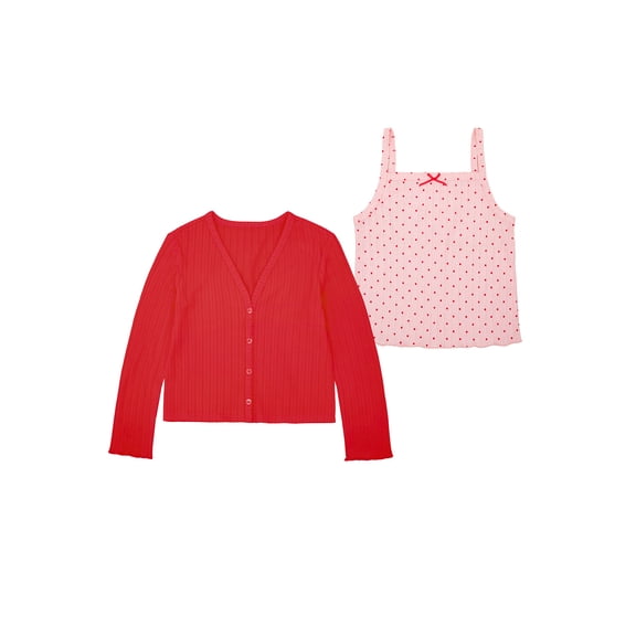Wonder Nation Girls' Cami and Cardigan Set, Sizes 4-18 & Plus