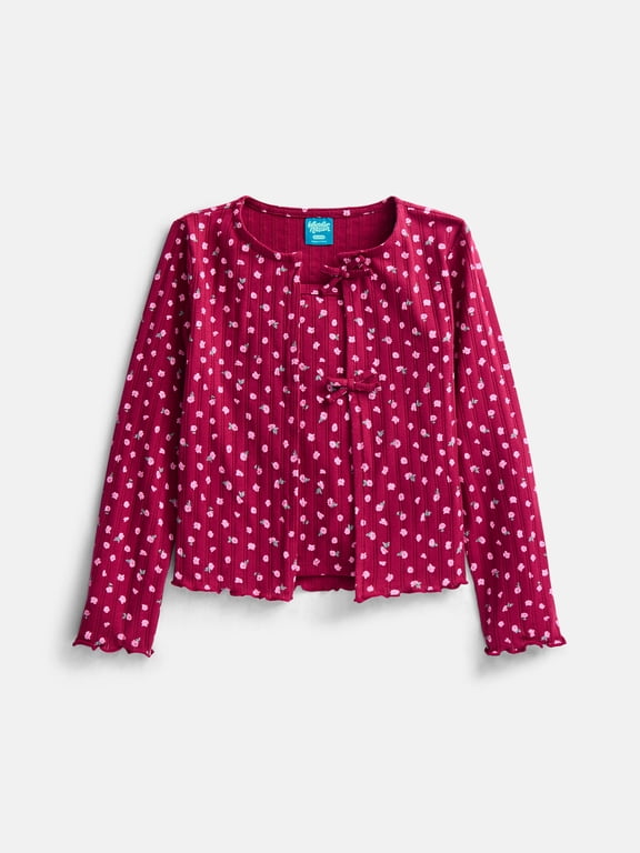 Girls Ribbed Pointelle Knit Cami and Cardigan Set, Sizes 4-18