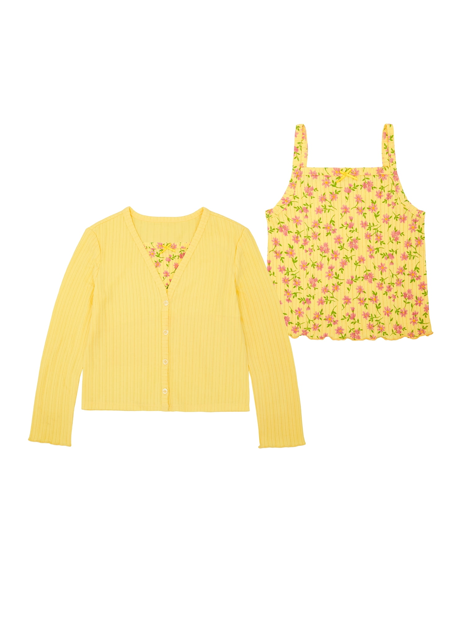 Wonder Nation Girls' Cami and Cardigan Set, Sizes 4-18 & Plus