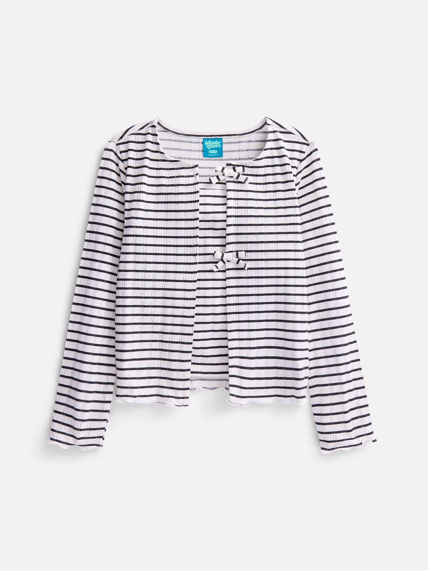 Wonder Nation Girls Ribbed Pointelle Knit Cami and Cardigan Set, Sizes 4-18
