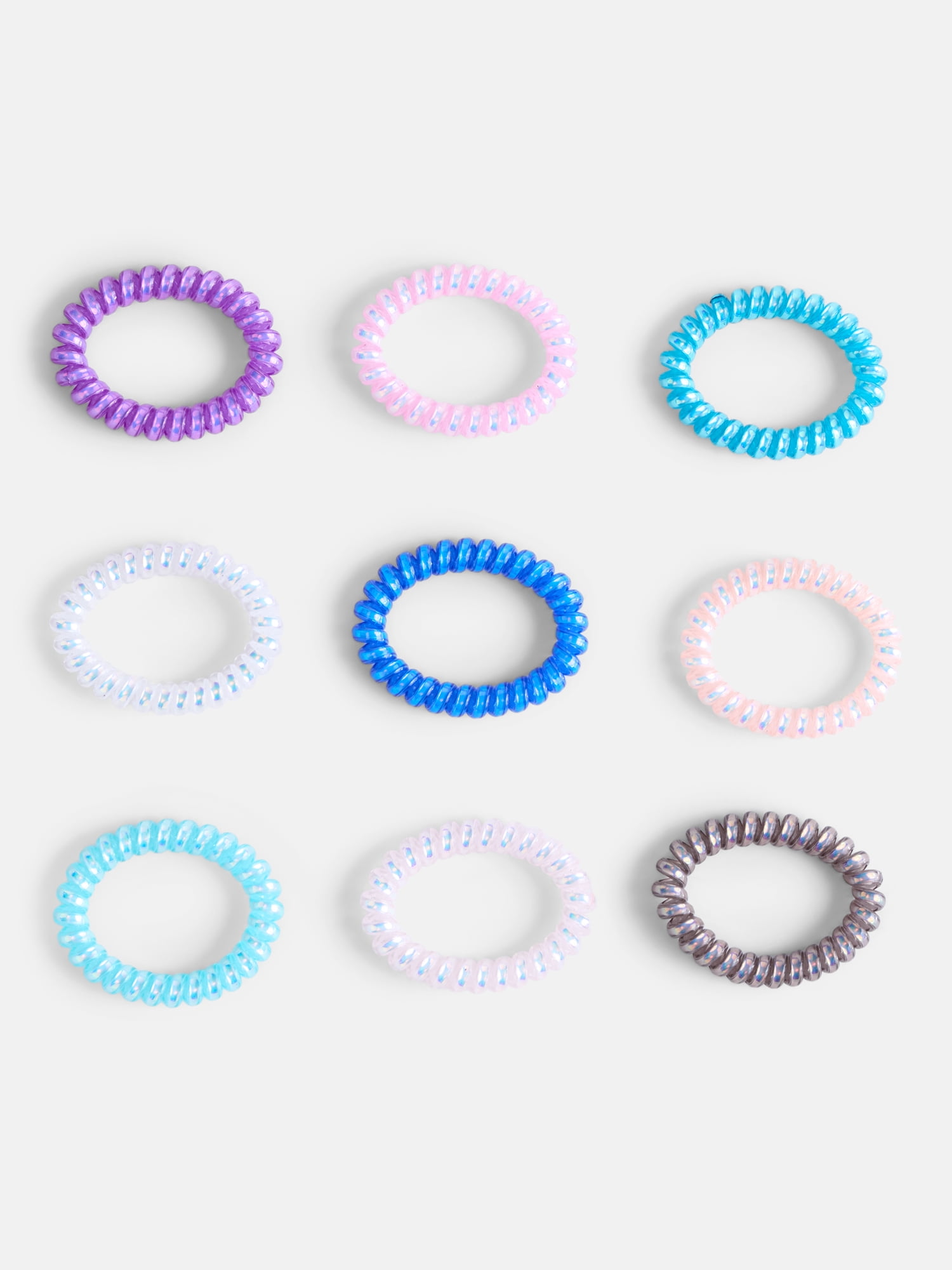 Wonder Nation Girls Coil Hair Tie Set, 10-Piece, Multi