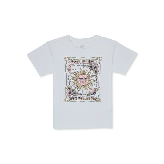 Wonder Nation Girls Cosmic Journey Graphic Tee with Short Sleeves, Sizes 4-18