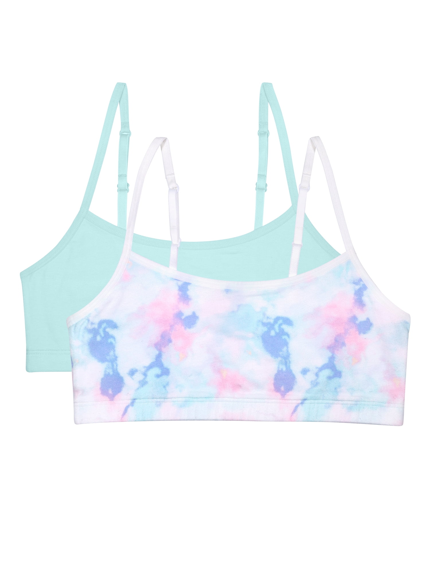 Wonder Nation Cotton Bralette 2 Pack for Girls, Soft Cotton