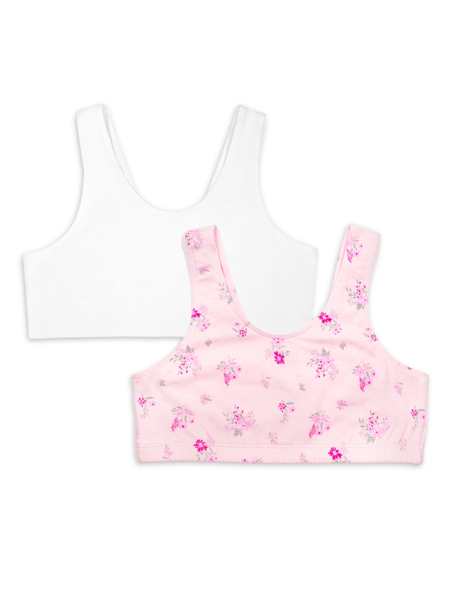 Wonder Nation Girls Cotton Bra, 2-Pack, Sizes S-XXL