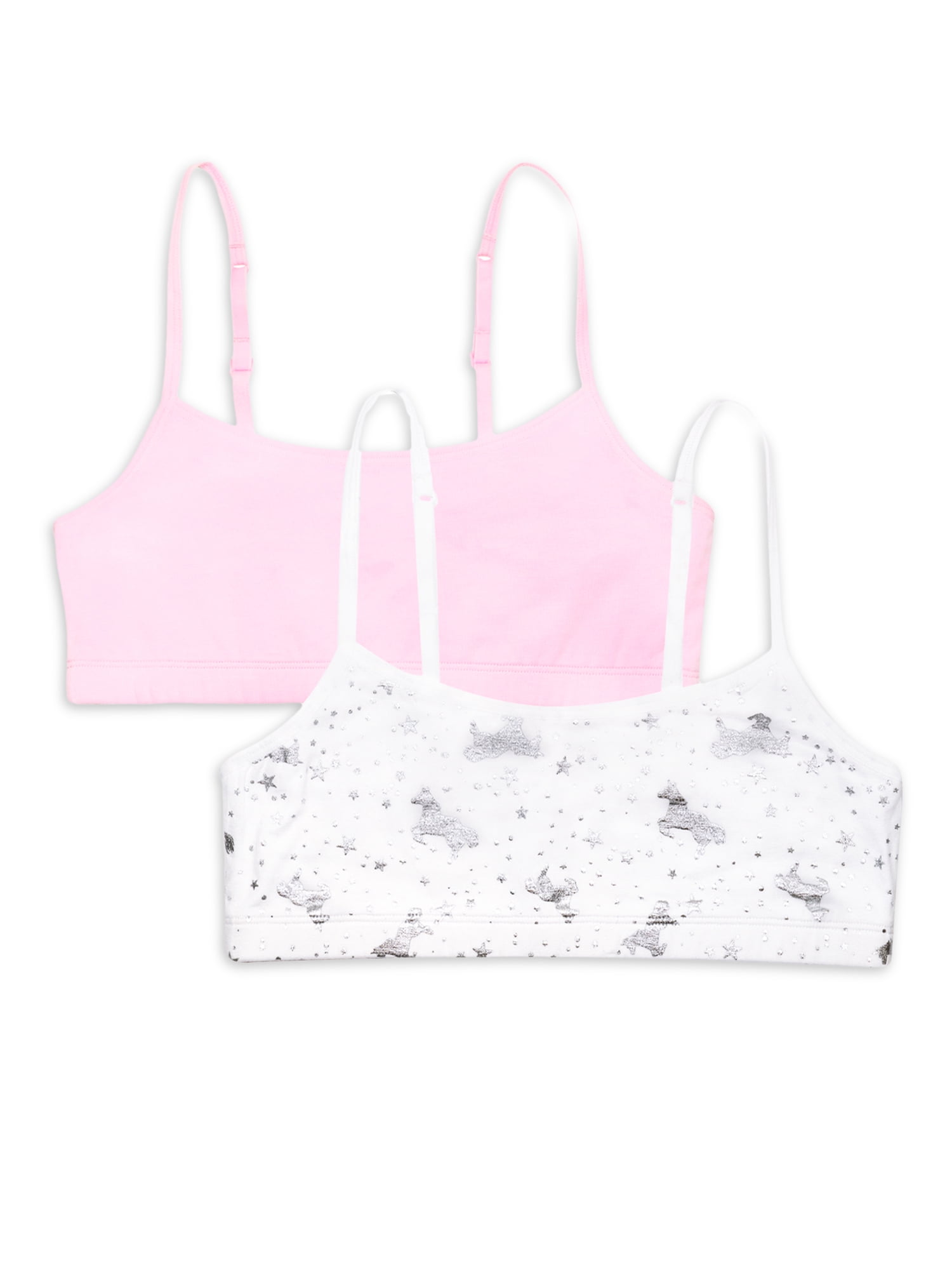 Wonder Nation Girls Cotton Bra, 2-Pack, Sizes S-XXL