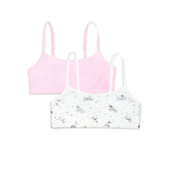 Wonder Nation Girls Cotton Bra, 2-Pack, Sizes S-XXL