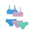 thumbnail image 1 of Wonder Nation Girls Cotton-Blend Scoop Bralette and Brief Panties Bundle, 5-Pack, Sizes XS-2XL, 1 of 6
