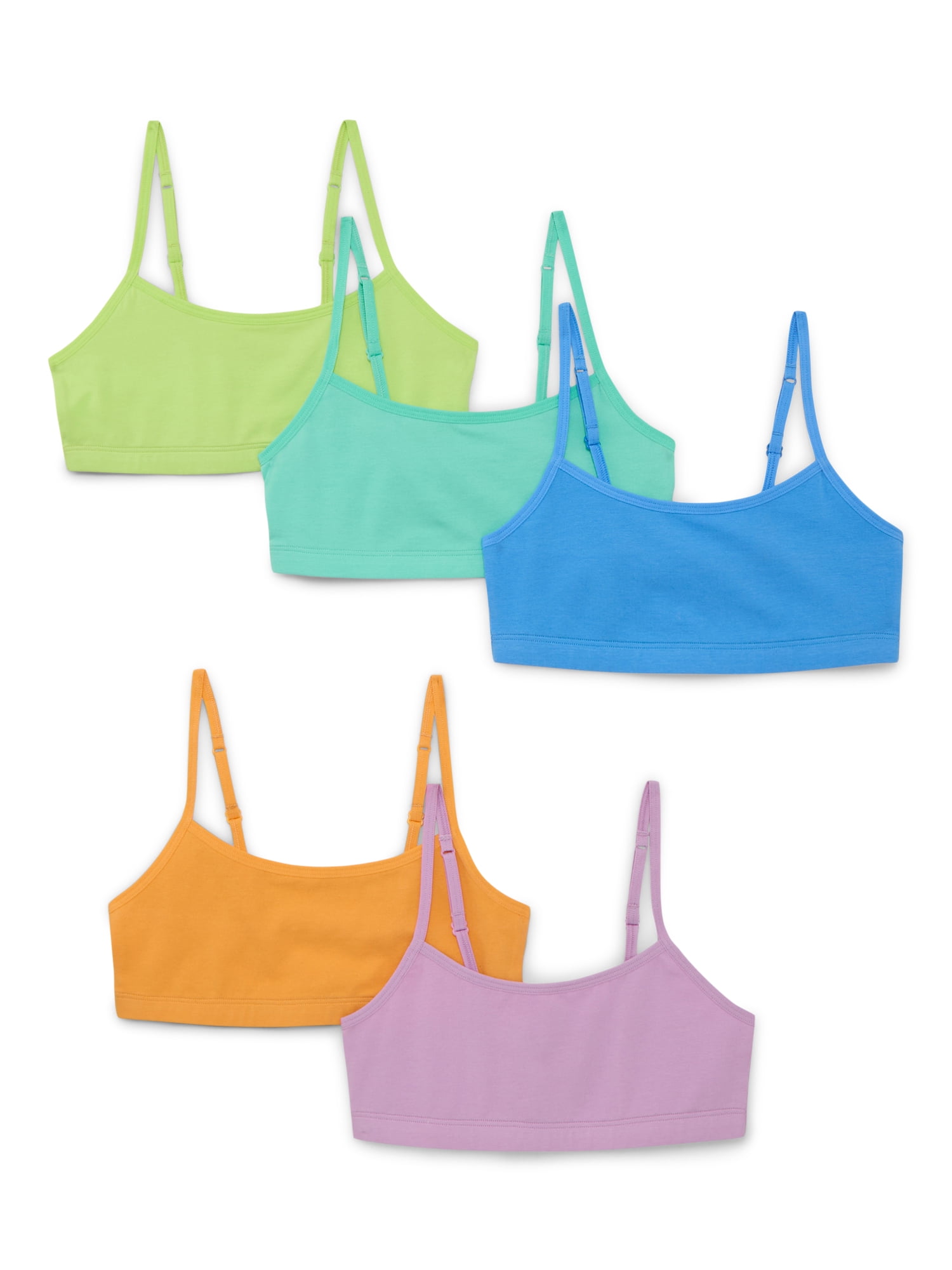 Wonder Nation Girls Cotton-Blend Bralette Bundle, 5-Pack, Sizes XS-2XL