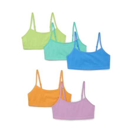 Wonder Nation Girls Cotton-Blend Bralette Bundle, 5-Pack, Sizes XS-2XL