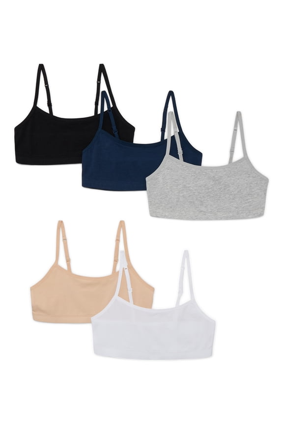 Girls Cotton-Blend Bralette Bundle, 5-Pack, Sizes XS-2XL