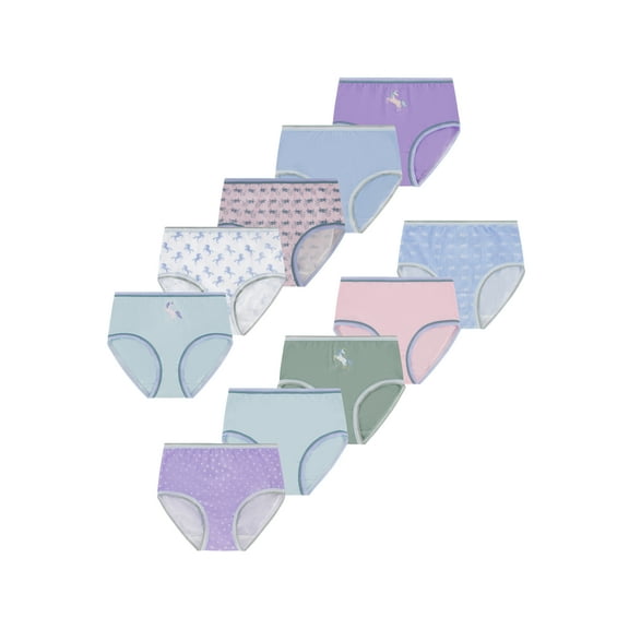Wonder Nation Girls Cotton Brief Underwear, 10-Pack, Sizes 4-18 & Plus