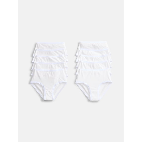 Wonder Nation Girls Cotton Brief Underwear, 10-Pack, Sizes 4-18