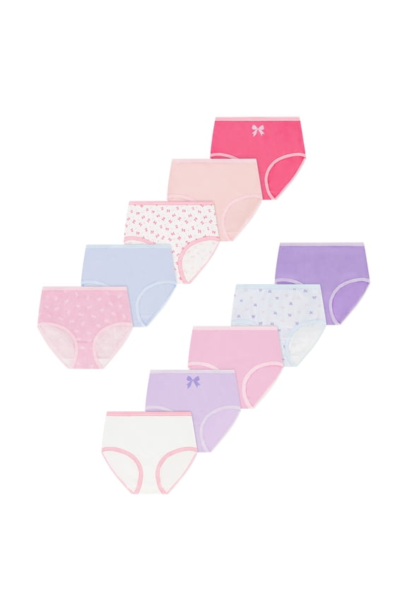 Girls Cotton Brief Underwear, 10-Pack, Sizes 4-18