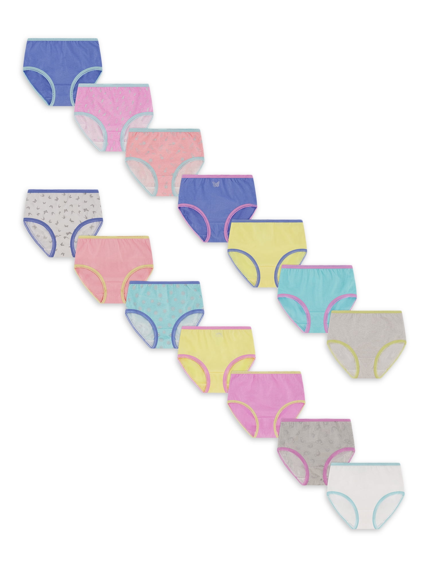 Wonder Nation Girls Cotton Brief Underwear, 14-Pack, Sizes 4-18