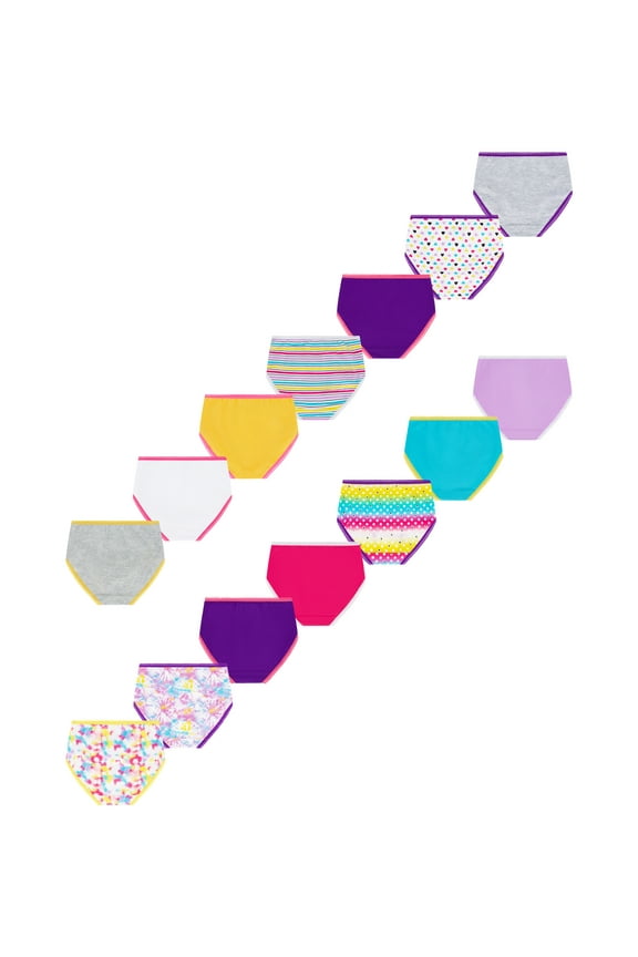 Girls Cotton Brief Underwear, 14-Pack, Sizes 4-18