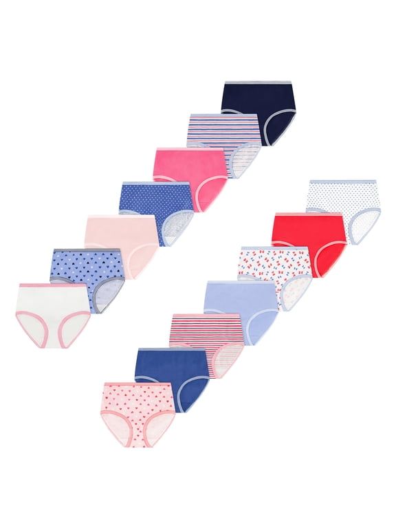 Girls Cotton Brief Underwear, 14-Pack, Sizes 4-18