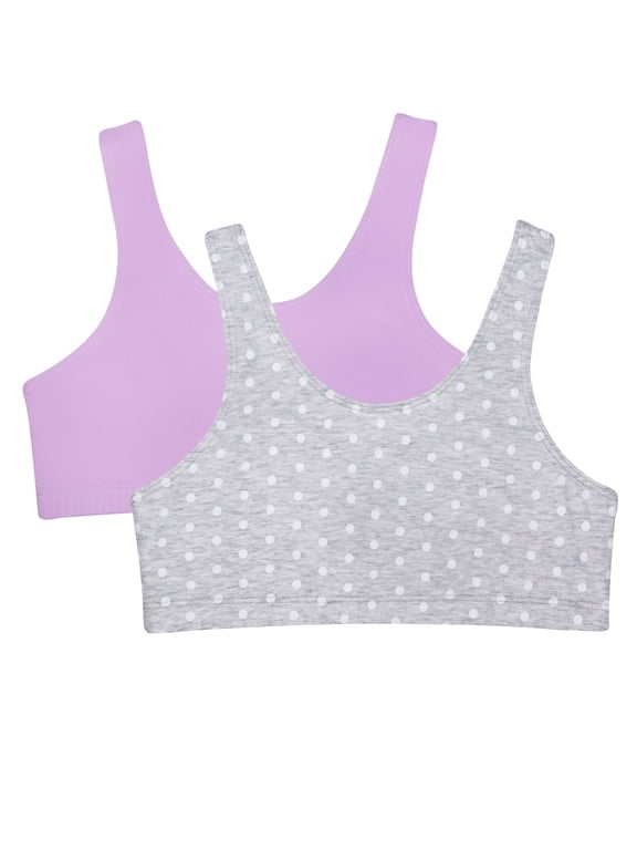 Girls Cotton Scoop Bralette, 2-Pack, Sizes 28-38