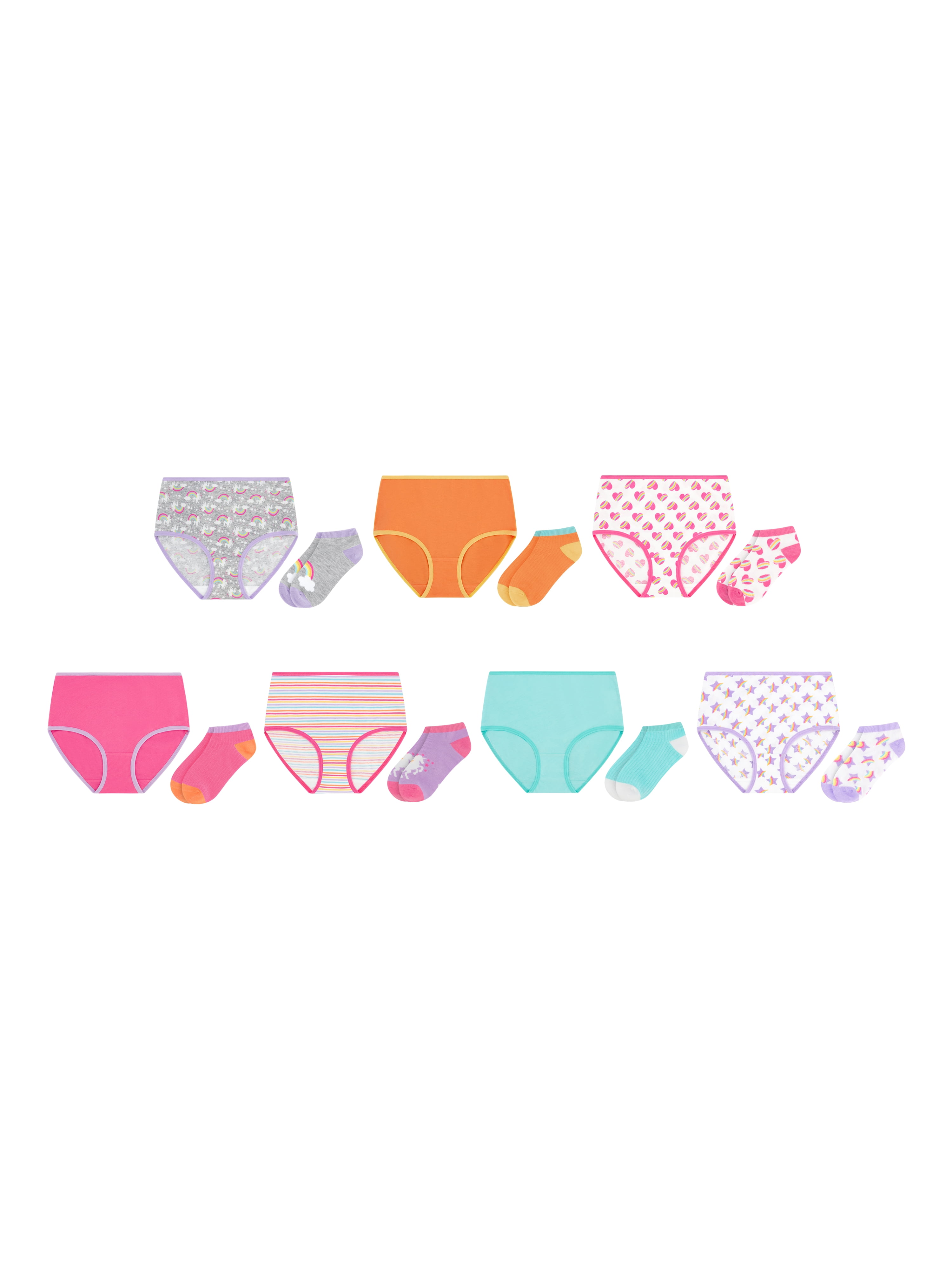 Wonder Nation Girls Cotton Underwear & Socks Bundle, 14-Pack, Sizes 4-16