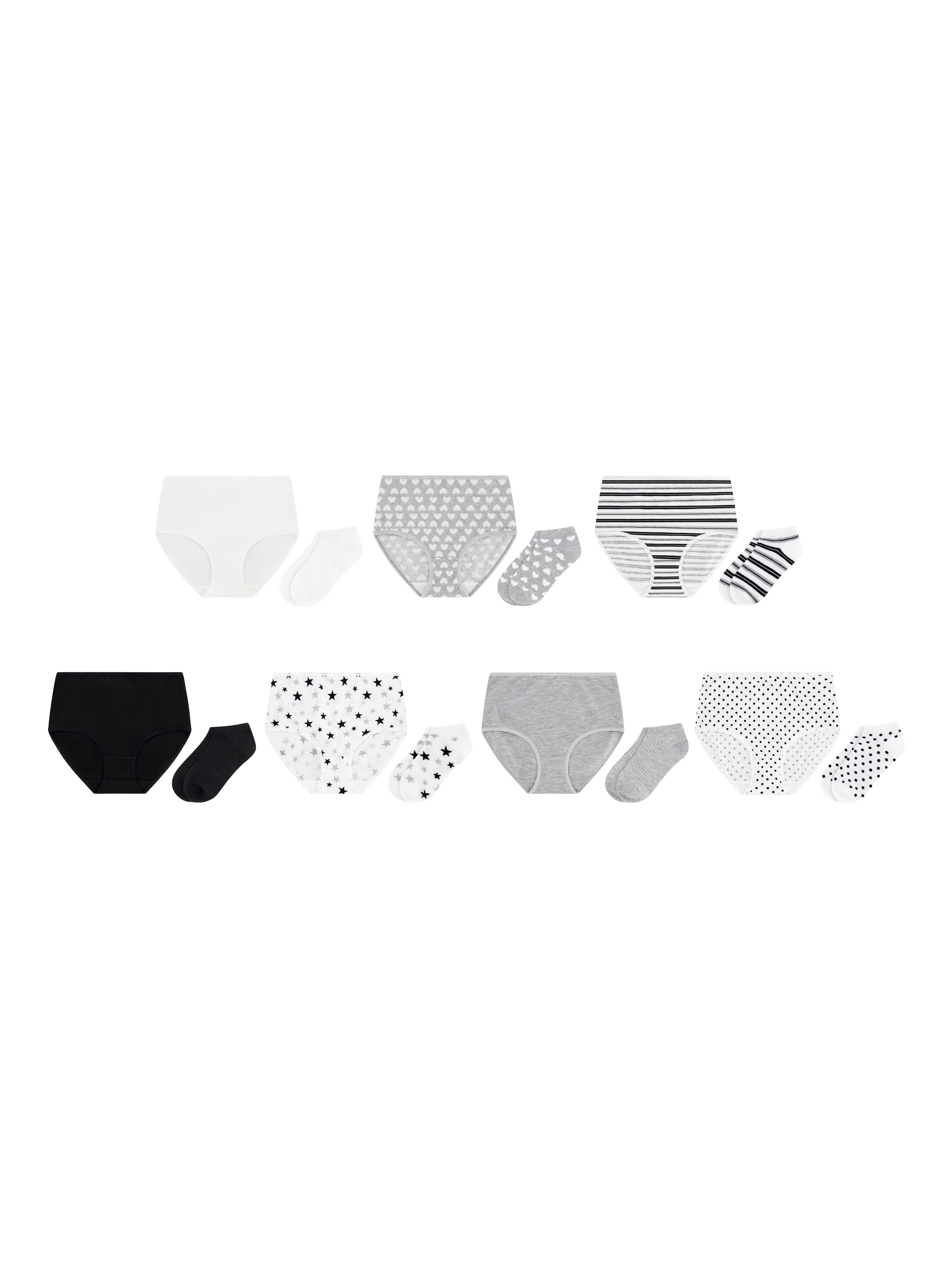 Wonder Nation Girls Cotton Underwear & Socks Bundle, 14-Pack, Sizes 4-16