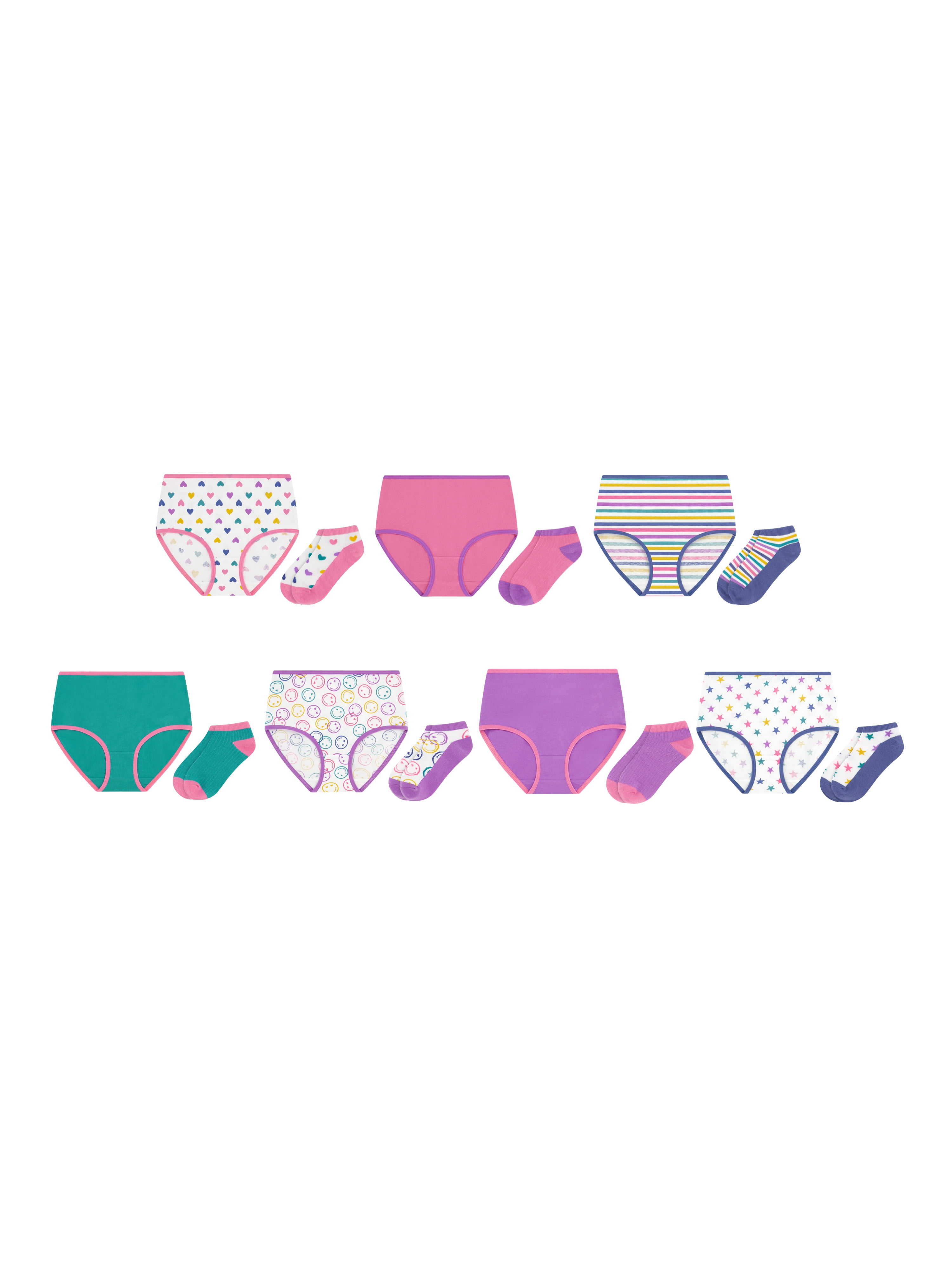 Wonder Nation Girls Cotton Underwear & Socks Bundle, 14-Pack, Sizes 4-16