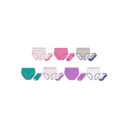 Wonder Nation Girls Cotton Underwear & Socks Bundle, 14-Pack, Sizes 4-16