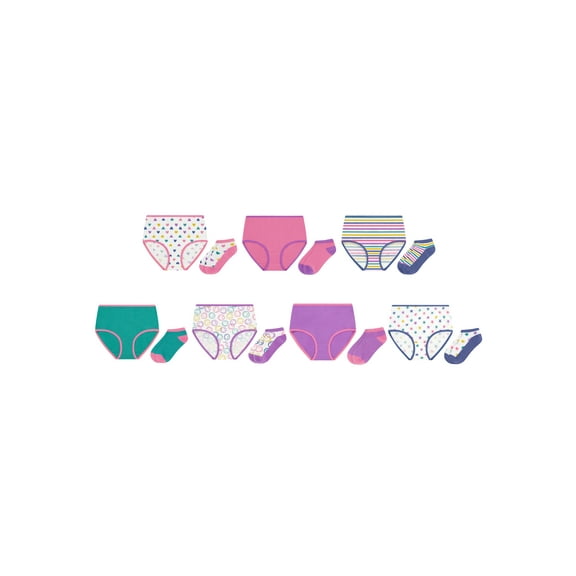Wonder Nation Girls Cotton Underwear & Socks Bundle, 14-Pack, Sizes 4-16