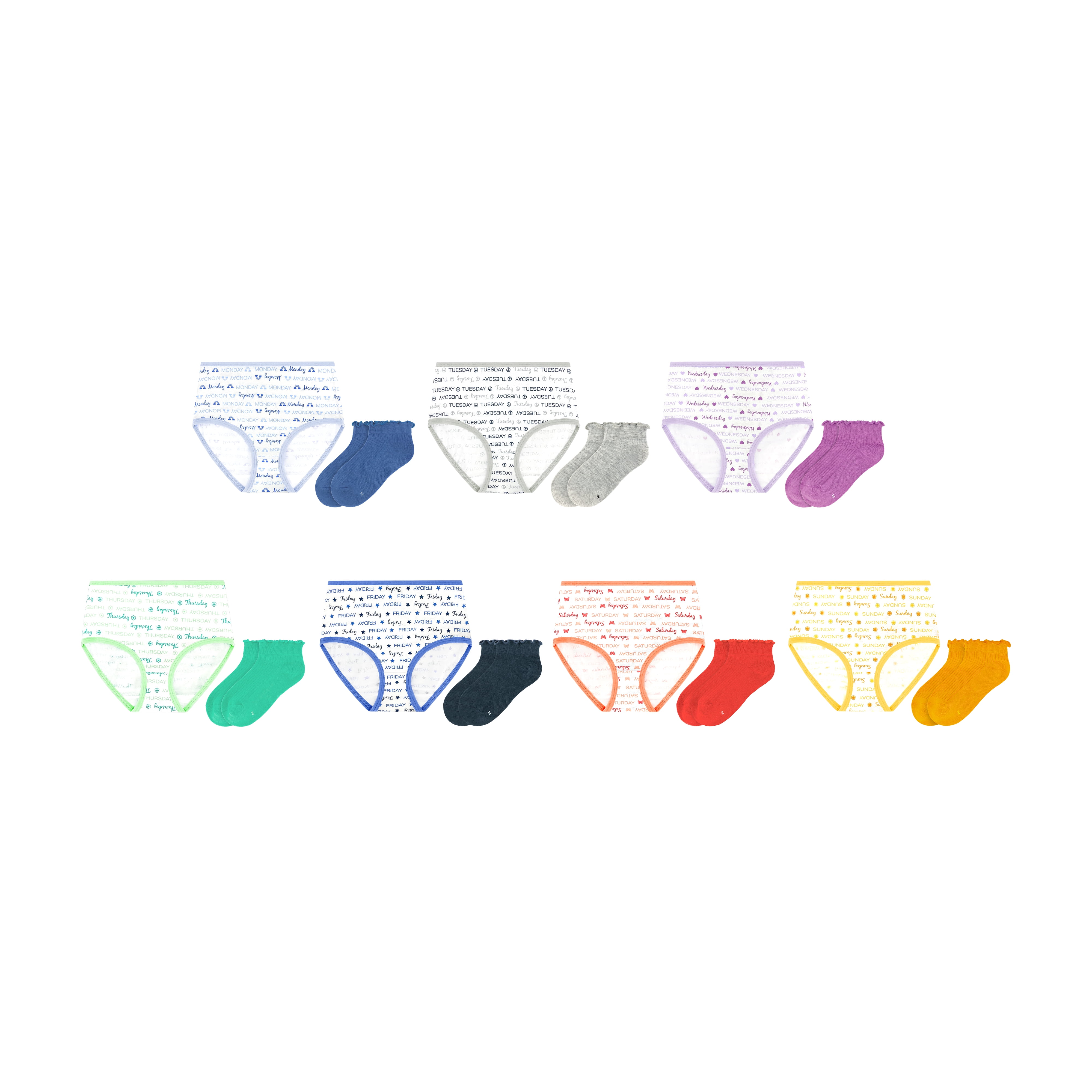 Wonder Nation Girls Cotton Underwear & Socks Bundle, 14-Pack, Sizes 4-16
