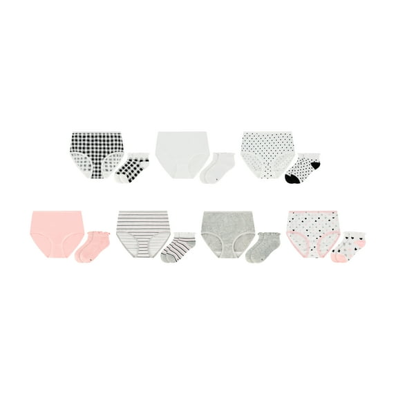 Wonder Nation Girls Cotton Underwear & Socks Bundle, 14-Pack, Sizes 4-16