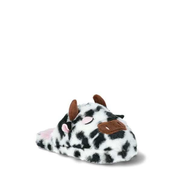 Wonder Nation Girls Cow Plushie Slippers, Sizes 13-6