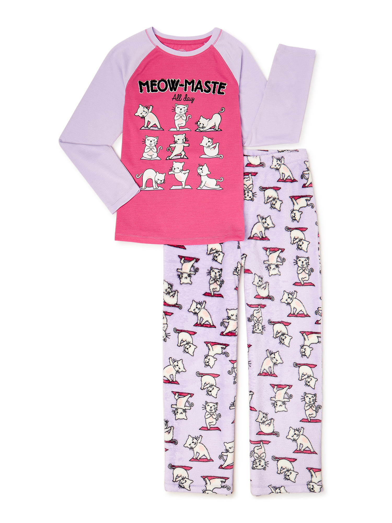 Wonder Nation Girls' Cozy Pajama Sleep Set, 2-Piece, Sizes 4-18 & Plus - image 1 of 3