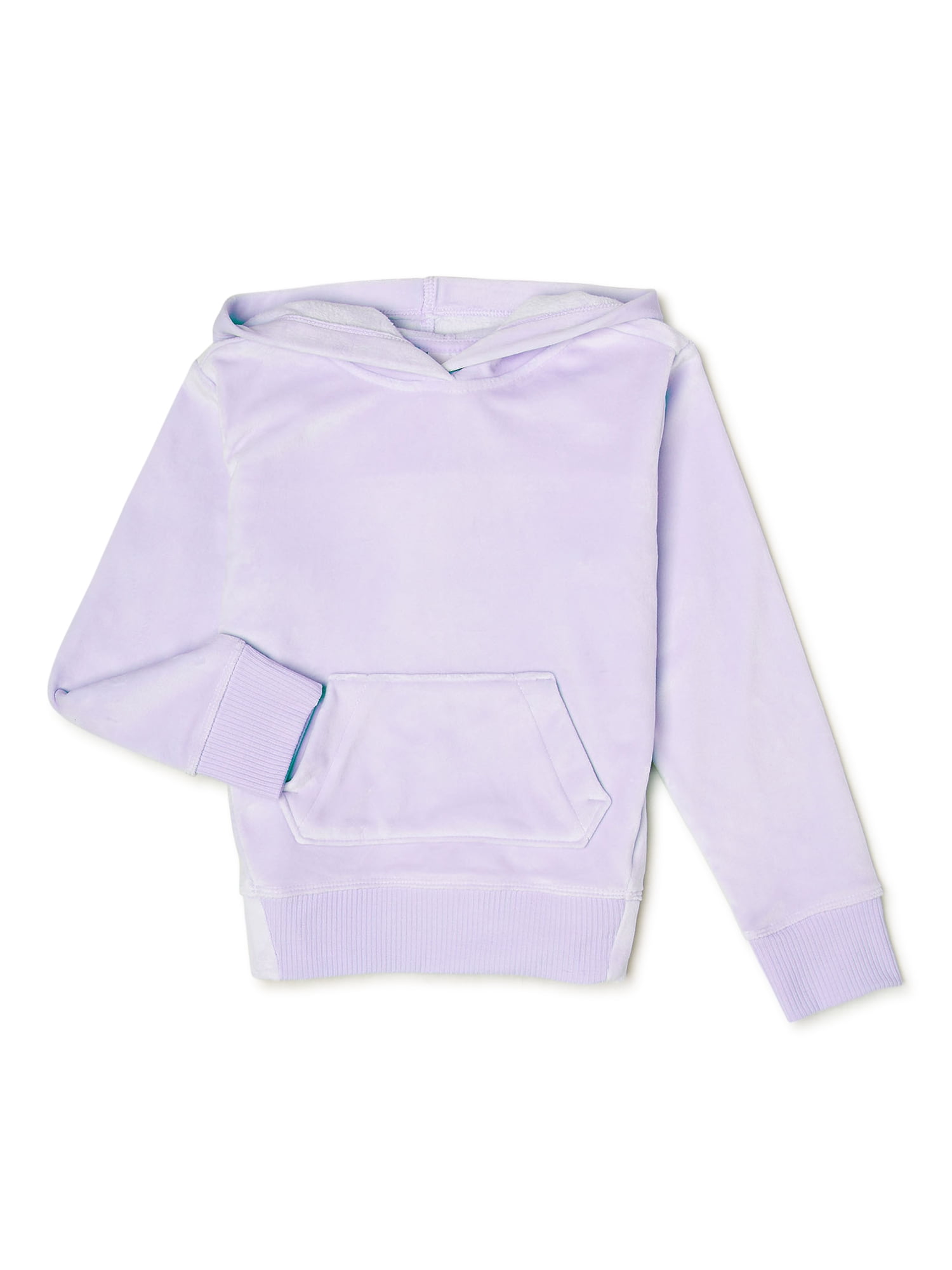 Wonder Nation Girls Cozy Velour Pullover Hoodie, Sizes 4-18 & Plus