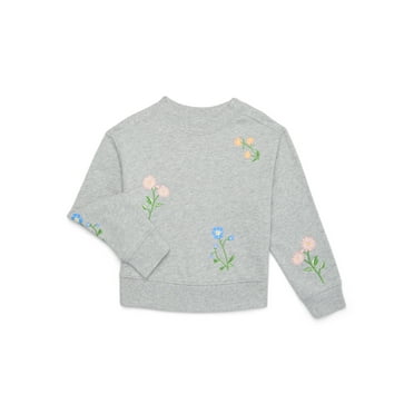 Wonder Nation Girls Crew Graphic Fleece Sweatshirt, Sizes 4-18 & Plus
