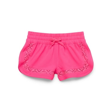 Wonder Nation Girls Crochet Trim Swim Shorts with UPF 50+, Sizes 4-18 & Plus