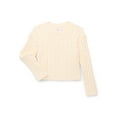 thumbnail image 1 of Wonder Nation Cropped Cable Pullover Sweater, size 7/8, Delicate Ivory, 1 of 3