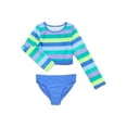 thumbnail image 1 of Wonder Nation Girls Cropped Long Sleeve Rash Guard and Scoop Bottoms Swim Set with UPF 50, 2-Piece, Sizes 4-18, 1 of 3