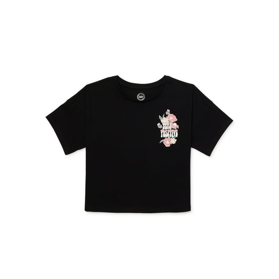 Wonder Nation Girls Cropped, Short Sleeve, Graphic T-Shirt, Sizes 4-18