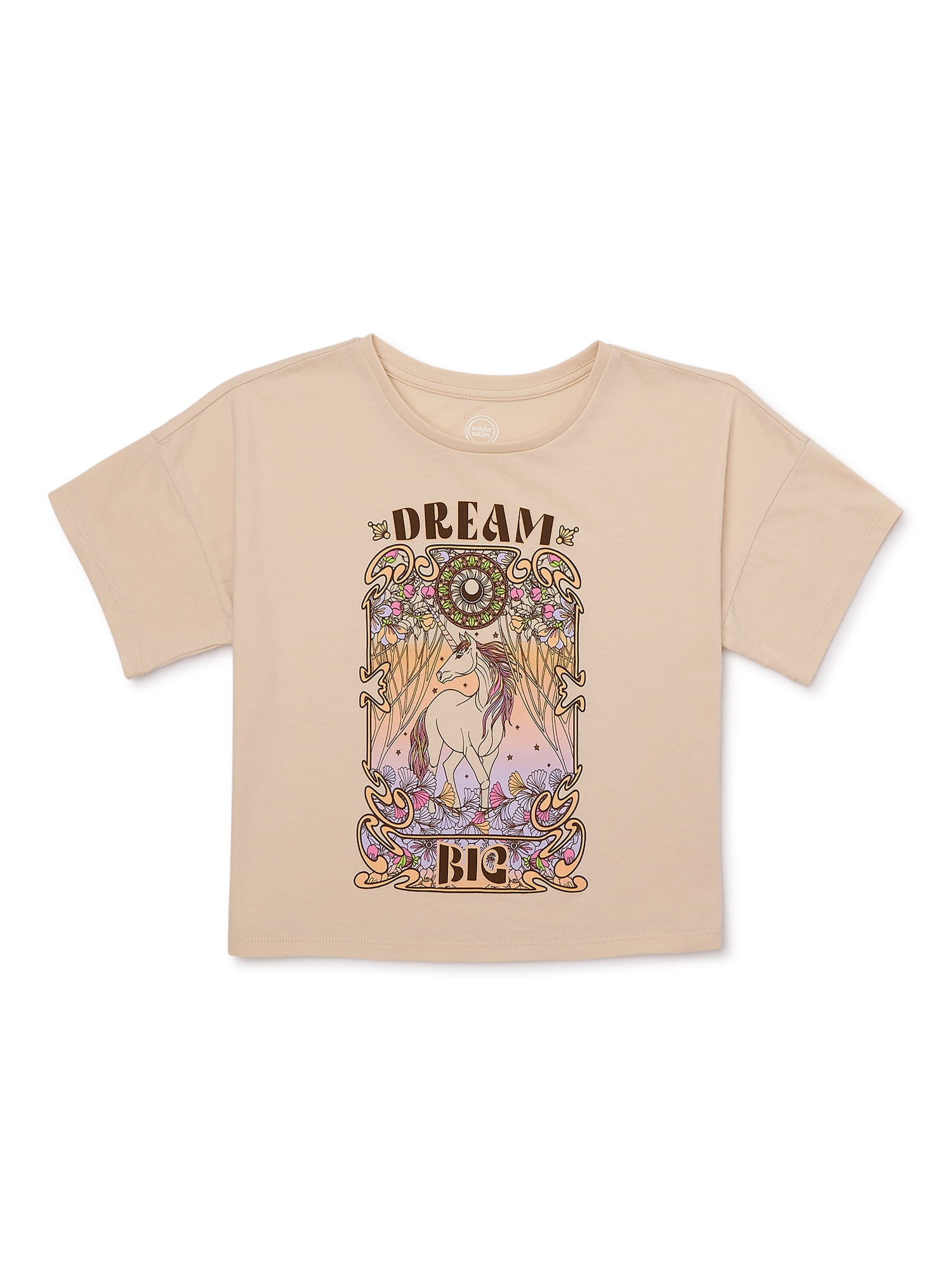 Wonder Nation Girls Graphic T-Shirt - Horse Print Tee - Walmart.com