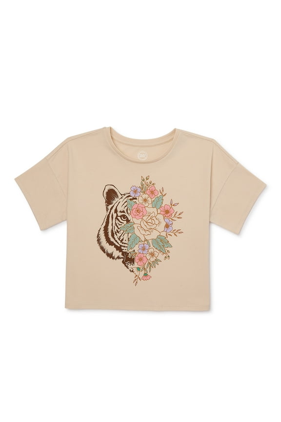 Girls Cropped, Short Sleeve, Graphic T-Shirt, Sizes 4-18