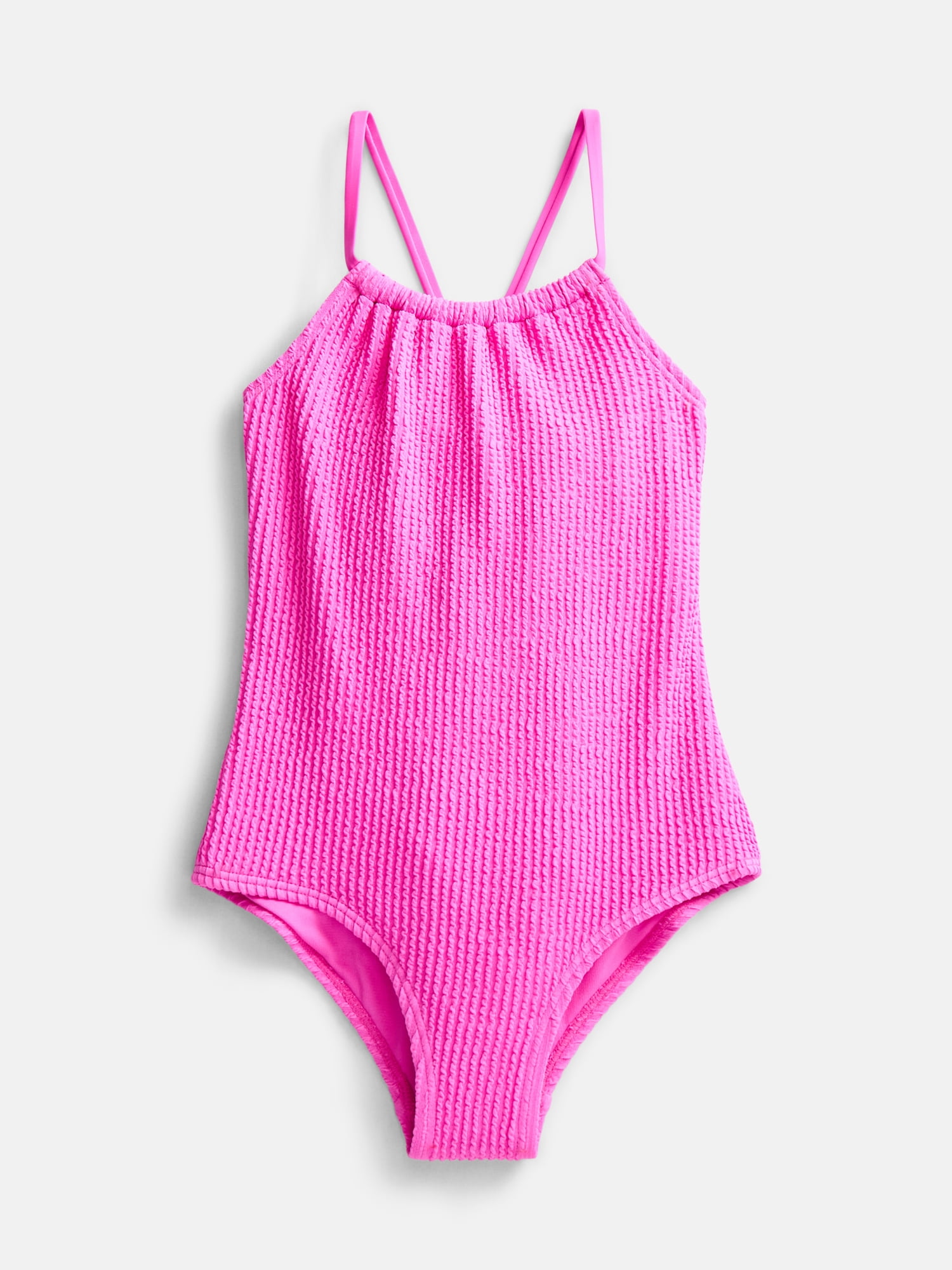 Wonder Nation Girls Cross Back Popcorn One Piece Swimsuit, Sizes XS-XL