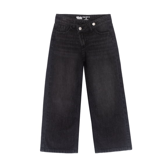 Wonder Nation Girls Crossover Waist Wide Leg Jeans, Sizes 5-18
