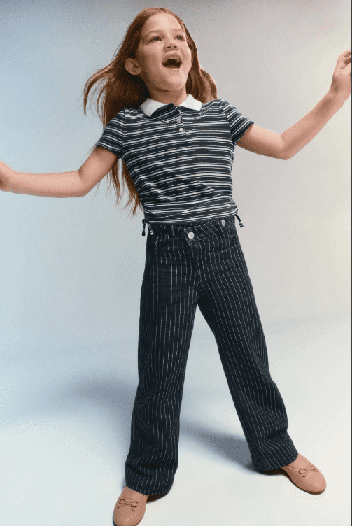 Wonder Nation Girls Crossover Waist Wide Leg Jeans, Sizes 5-18