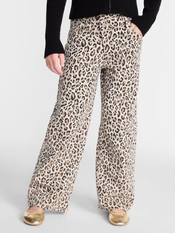 Girls Crossover Waist Wide Leg Jeans, Sizes 5-18