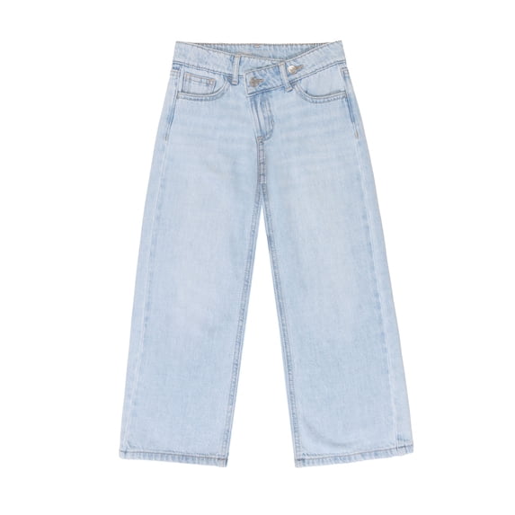Wonder Nation Girls Crossover Waist Wide Leg Jeans, Sizes 5-18