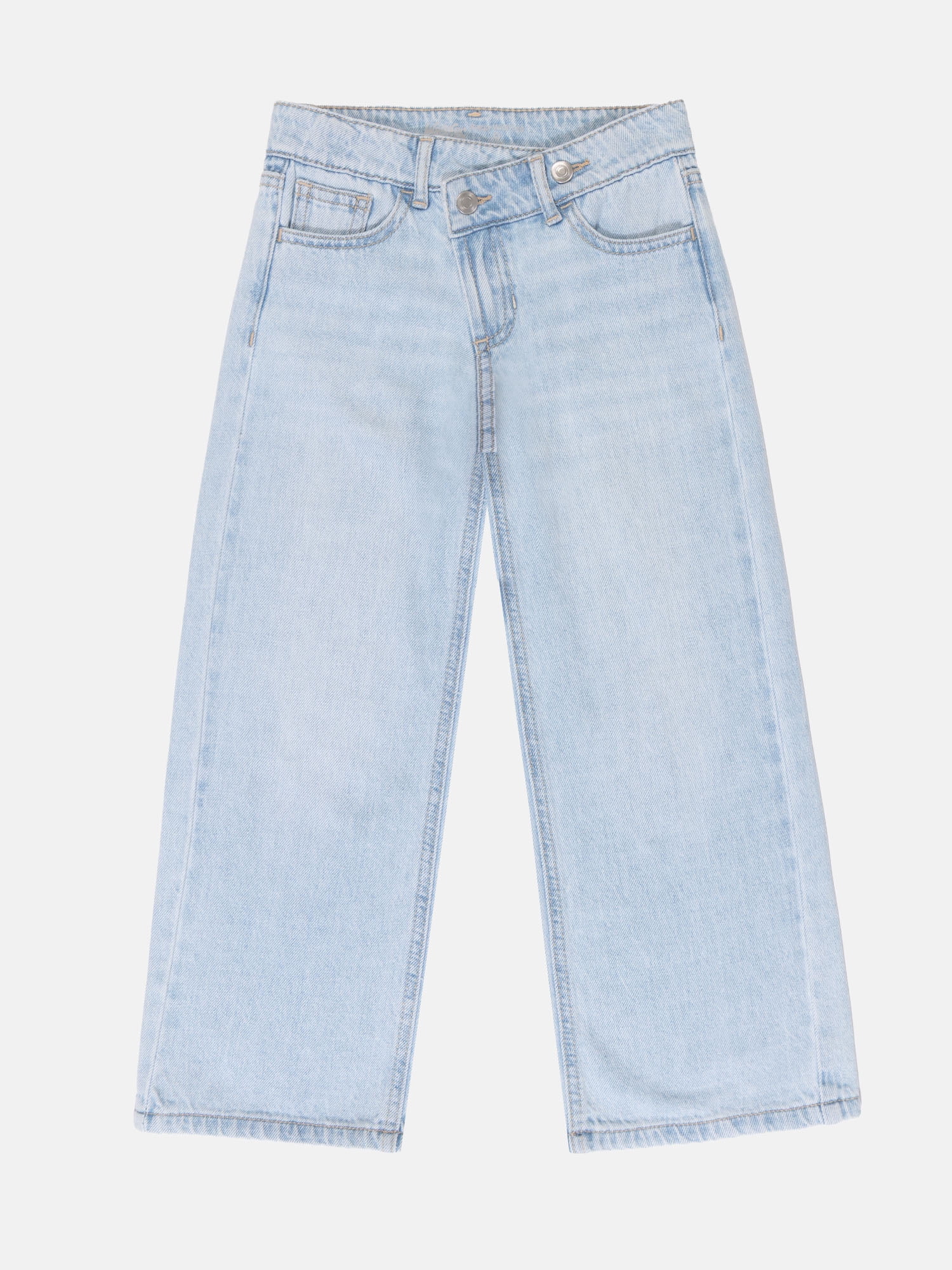 Wonder Nation Girls Crossover Waist Wide Leg Jeans, Sizes 5-18