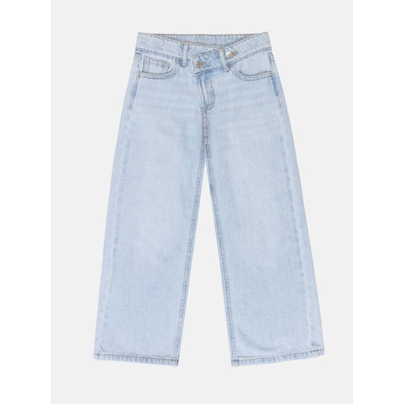 Wonder Nation Girls Crossover Waist Wide Leg Jeans, Sizes 5-18