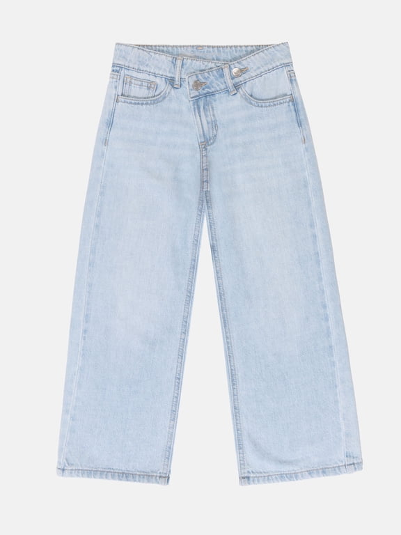 Girls Crossover Waist Wide Leg Jeans, Sizes 5-18